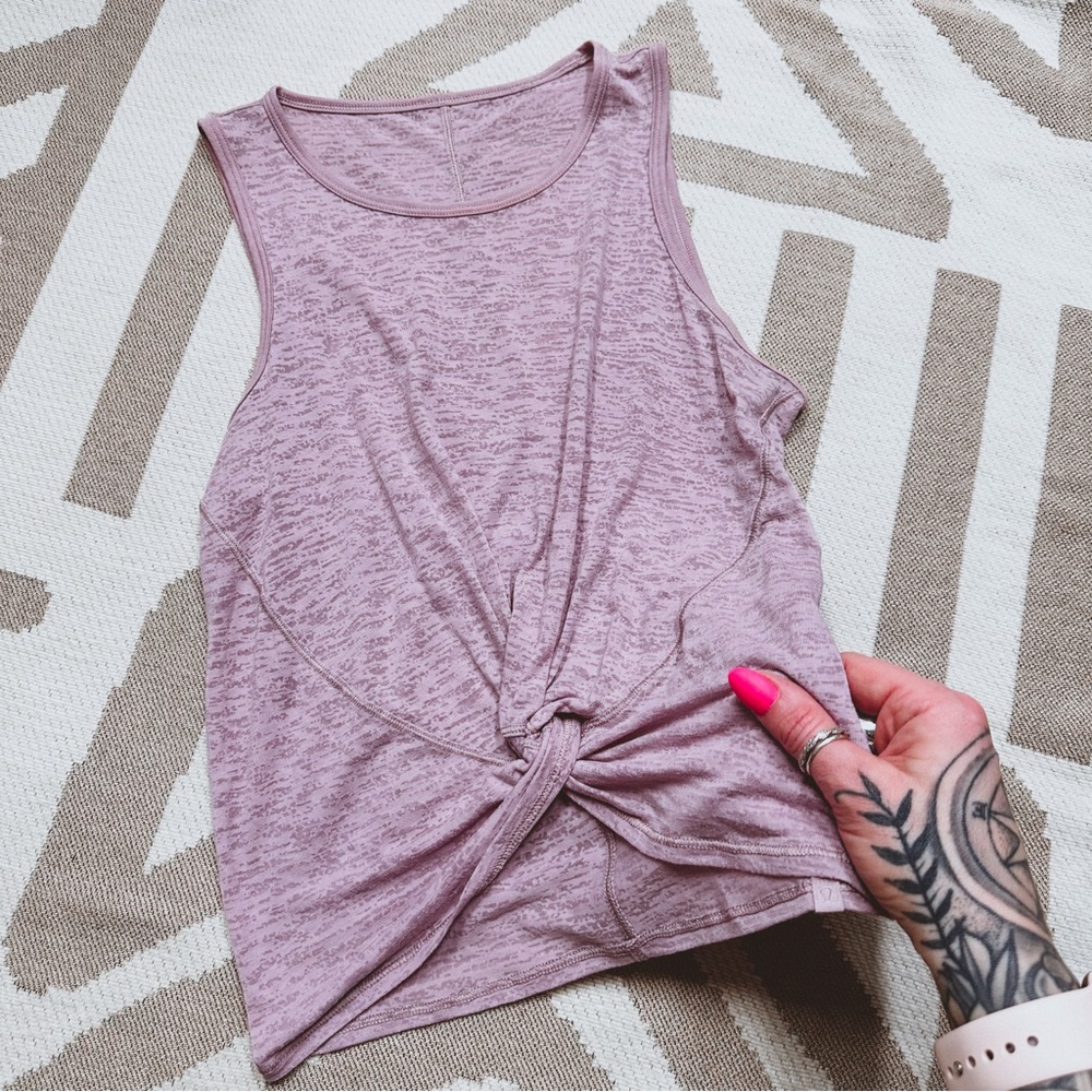 Lululemon lavender twist front crop workout burnout tank 2